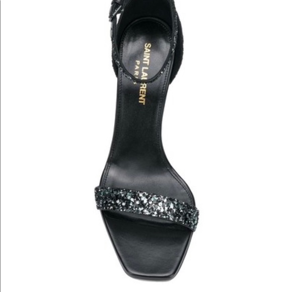 Saint Laurent Midnight Amber Glitter Sandals - Picture 2 of 4
